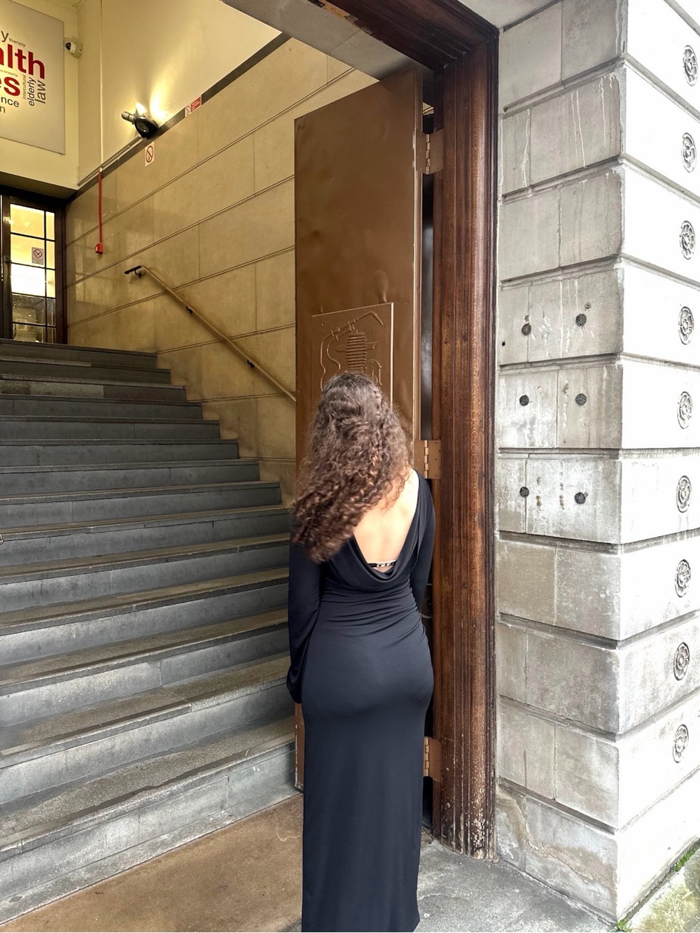 Backless Long Sleeve Black Maxi Dress
